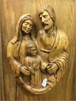 Large biblical type wood carving