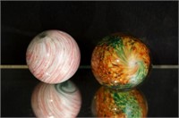 2 Marbles - Onion skins ca 1890's