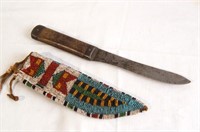 Old Plains Indian beaded Knife Sheath & Knife