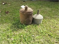 Vintage fuel can and funnel