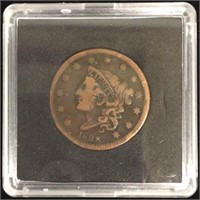 1838 Large Coronet Head One Cent Coin