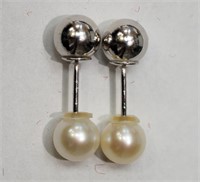 31H-Sterling 2-in-1 pearl reversible earrings $100