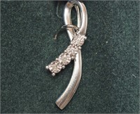 35H- sterling 4 diamond ribbon pendant - $250
