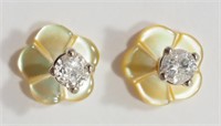 4H- 14k diamond earrings w/ mother of pearl $300