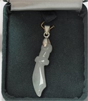 24H- sterling silver jade scimitar pendant -$200