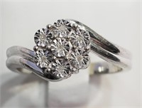 26H- sterling 7 diamond ring -size 6 -$300