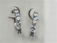 10H- sterling synthetic aquamarine earrings -$120