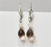 15H- Sterling smokey quartz drop earrings -$60