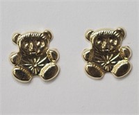 6H- 14k yellow gold teddy bear earrings - $200