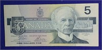 1985 Canada 5 dollar bill - great shape