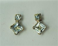 9H- 10k yellow gold aquamarine earrings -$200