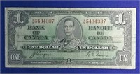 1937 Canada 1 Dollar Bill - circulated