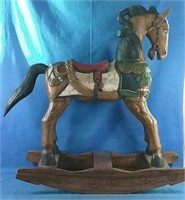 Hand Carved & Painted Wooden Rocking Horse