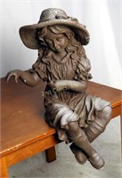 Vintage 23" Composite Girl Seated Ledge Statue
