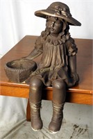 Vintage 22" Composite Girl Seated Ledge Statue