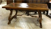 Spanish Renaissance Style Oak Trestle Table.