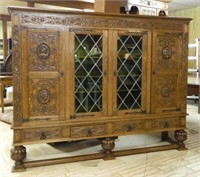 Well Carved Flemish Renaissance Style Bookcase.