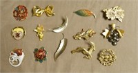 Costume Brooch Selection.   14 pc.