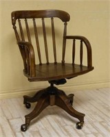 Spindle Back Oak Office Chair.