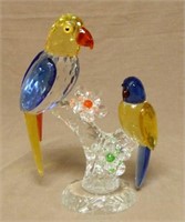 Faceted Crystal Parrots Figure.