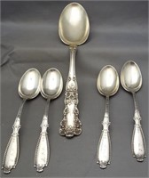 (5) Various size sterling silver spoons. Total