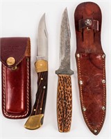 2 Vintage Knives, Fixed Blade & Buck Folding Lock