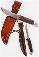 2 Vintage Fixed Blade Knives, Western & Case