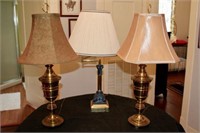 2 Brass Lamps, 1 Reading Lamp