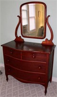 Cherry Wood Dresser and Mirror