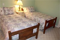 2 Antique Oak Single Beds