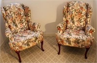 2 High Back Floral Arm Chairs