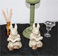 2 Rabbits, Lamp, Glass Cup