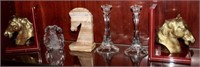 Book ends, 2 candle holders, figurines