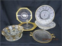 Gold trim glass, 11.5"serving tray with 10.5"