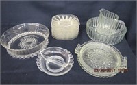Clear glass lot, 9" bowl, 8.5" bowl with 5.5"