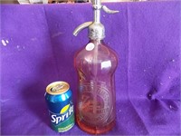 Pink Depression glass Dr Pepper Seltzer Bottle