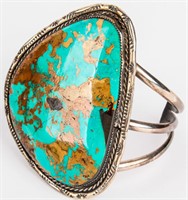 Jewelry Large Sterling Silver Turquoise Bracelet
