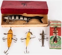 5 Vintage Fishing Lure Tackle Bait Musky, Pflueger