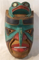 Kwakiutl Wood Carved Eagle Mask with frog