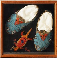 Native American beaded moccasins & Gila monster