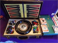 Gambling game lot with cards and Roulette Wheel