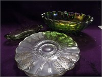 Carnival Bowl, Glass Bowl, Silver Inlay Plate