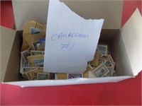 box full of stamps (mostly Canadian)