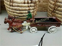 Vintage cast iron horse and wagon