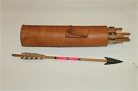 Leather Quiver And Wood Arrows