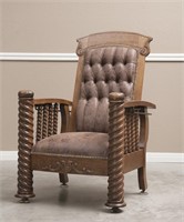 Beautiful antique oak Morris Library Chair