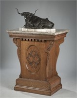 Beautiful antique oak Bronze Stand