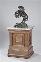 Antique oak Bronze Stand, circa 1900-1910