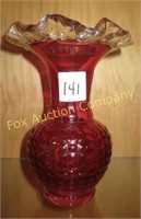 Rossi - Vase with Scalloped Edge - Cranberry