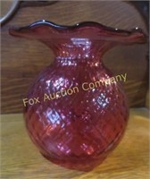 Rossi - Vase with Flutted Top - Cranberry